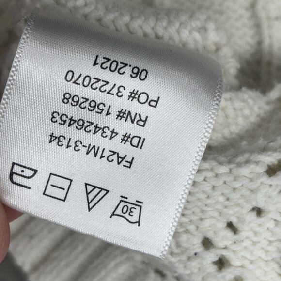 Calligraphie Womens Medium White Cotton Blend Button Up Cardigan Sweater Cropped - Picture 9 of 9